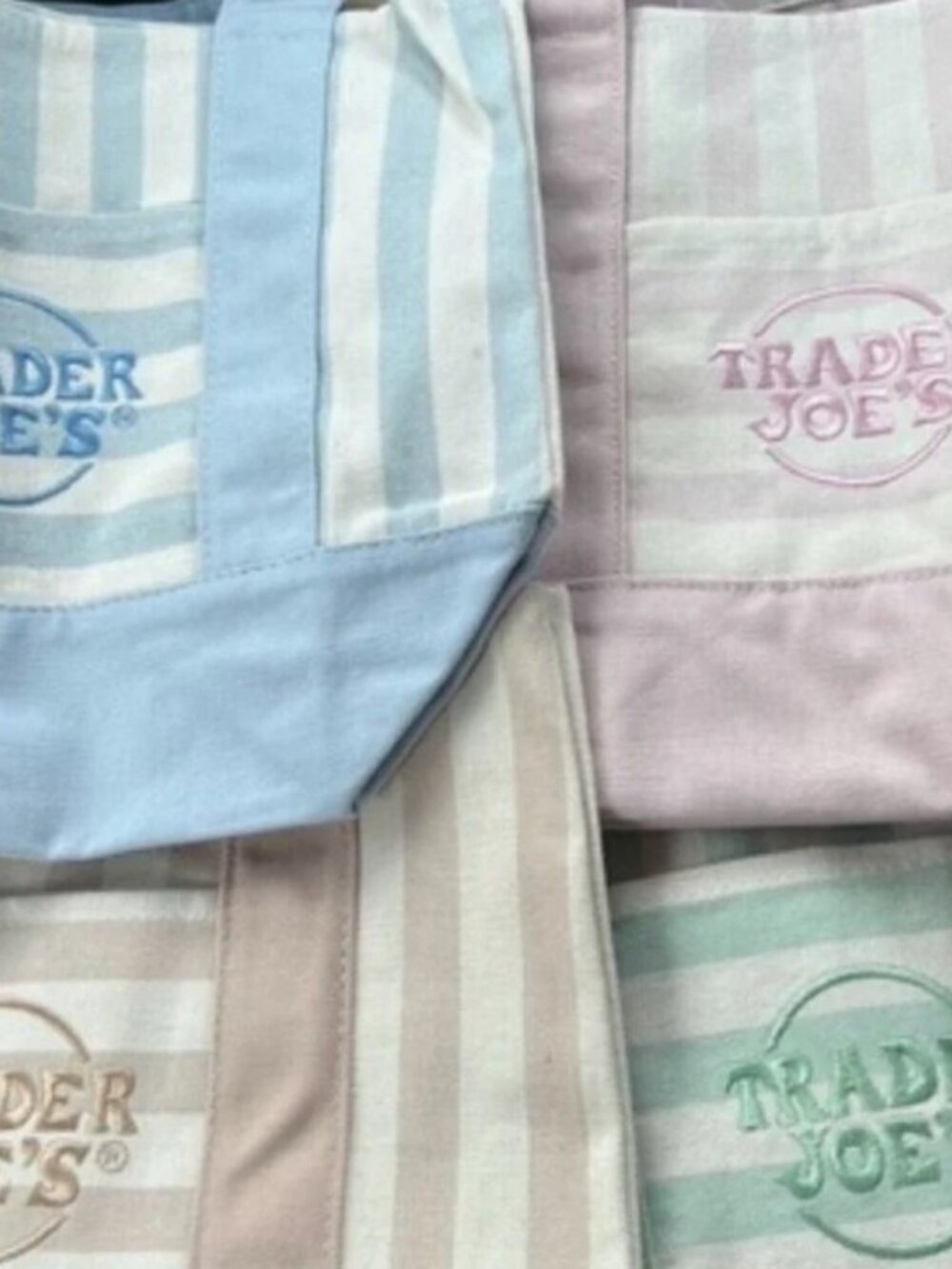 NWT Trader Joe's Mini Canvas Pastel Striped Bags- Set Of 4-No Waiting In Line! - Picture 2 of 3
